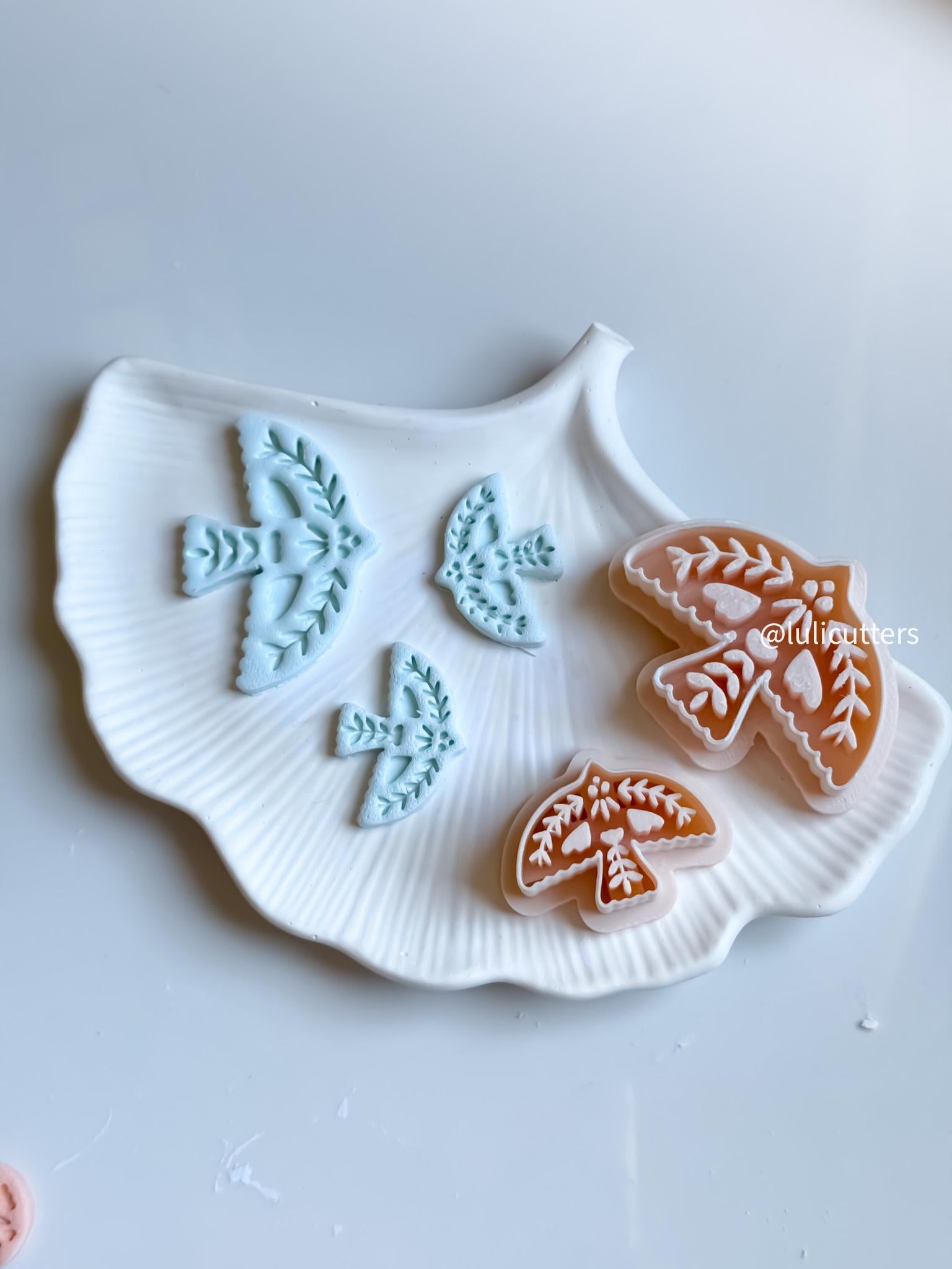 Folk Art Bird Polymer Clay Cutter 55mm & 35mm Imprint Earring Cutter