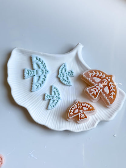 Folk Art Bird Polymer Clay Cutter 55mm & 35mm Imprint Earring Cutter