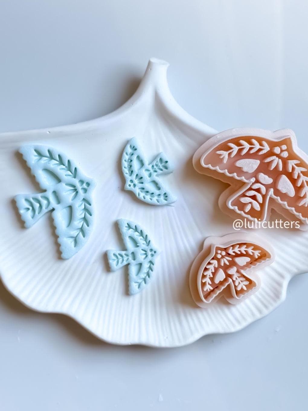 Folk Art Bird Polymer Clay Cutter 55mm & 35mm Imprint Earring Cutter