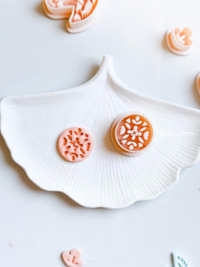 Folk Floral Circle Polymer Clay Cutter 25mm to 35 mm options -Imprint Earring Cutter