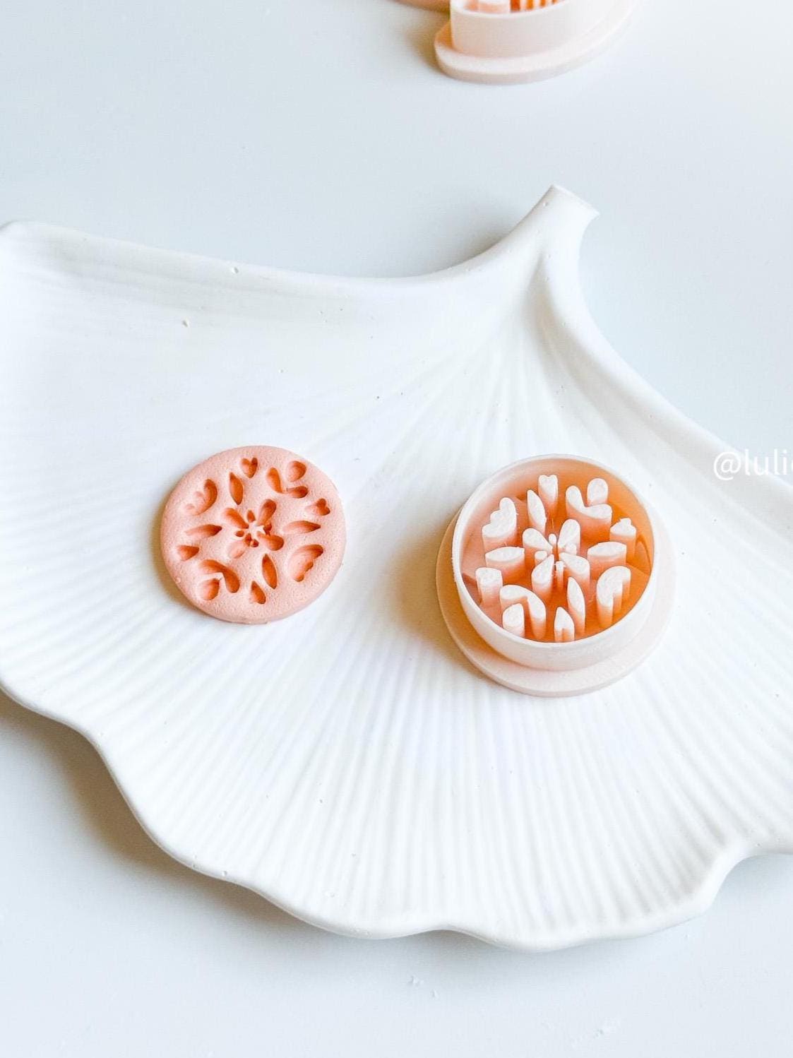 Folk Floral Circle Polymer Clay Cutter 25mm to 35 mm options -Imprint Earring Cutter