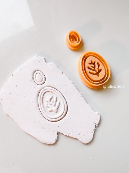 Oval Coral Imprint Clay Cutter Set Layered Ocean-Inspired Earring Cutter