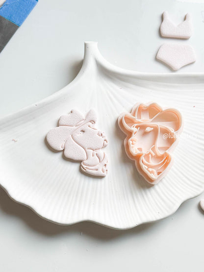 Cowboy Dog Polymer Clay Cutter: Western Earrings with Imprint