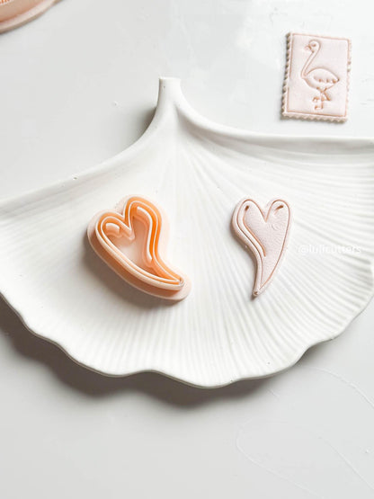 Sketchy Heart Cutter Wavy Hand-Drawn Polymer Clay Cutter with Imprint Lines