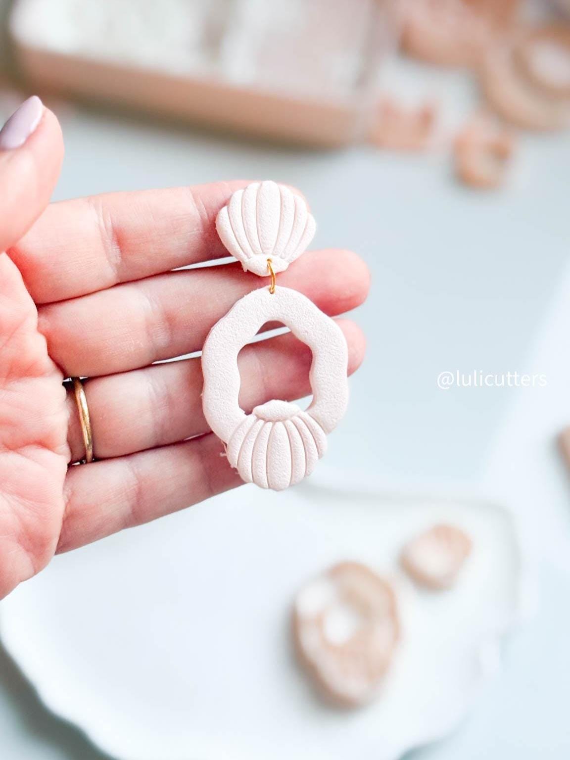 Shell Hoop Clay Cutter Set: Seashell Earring Tool with Imprint