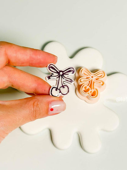 Cherry Bow Clay Cutter: Whimsical Earring Design
