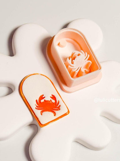 Crab Imprint Clay Cutter: Rounded Rectangle Ocean Earrings