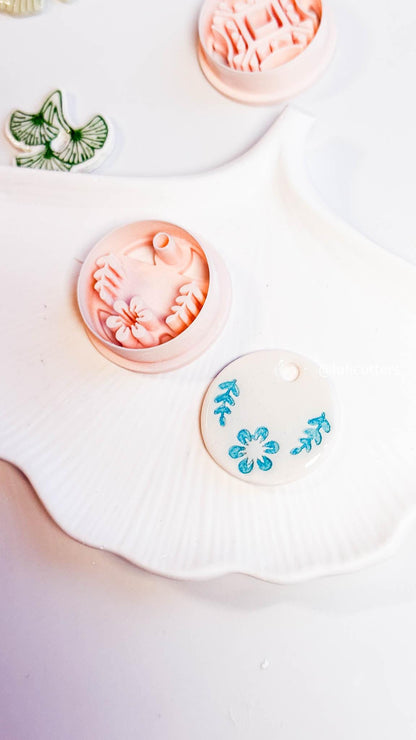 Floral Imprint Clay Cutter: Mediterranean Ceramic-Look Pendant (30/35 mm)
