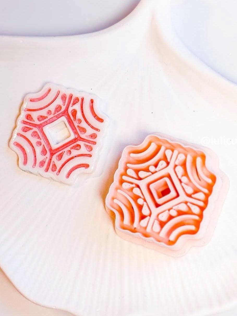 Mediterranean Tile Clay Cutter: Ceramic Imprint for Earrings & Pendants