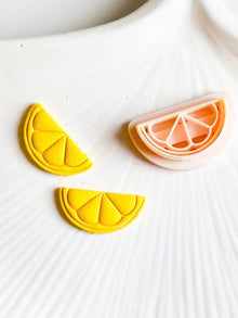 Lemon Slice Earring Cutter Citrus Polymer Clay Cutter with Imprint Details