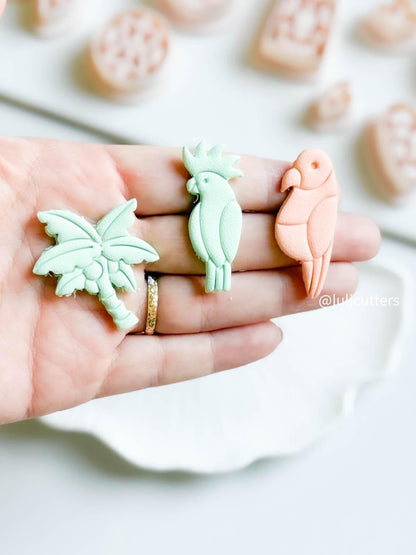 Tropical Palm Tree Clay Cutter – Island Style Earring Cutter with Coconut & Imprint Details