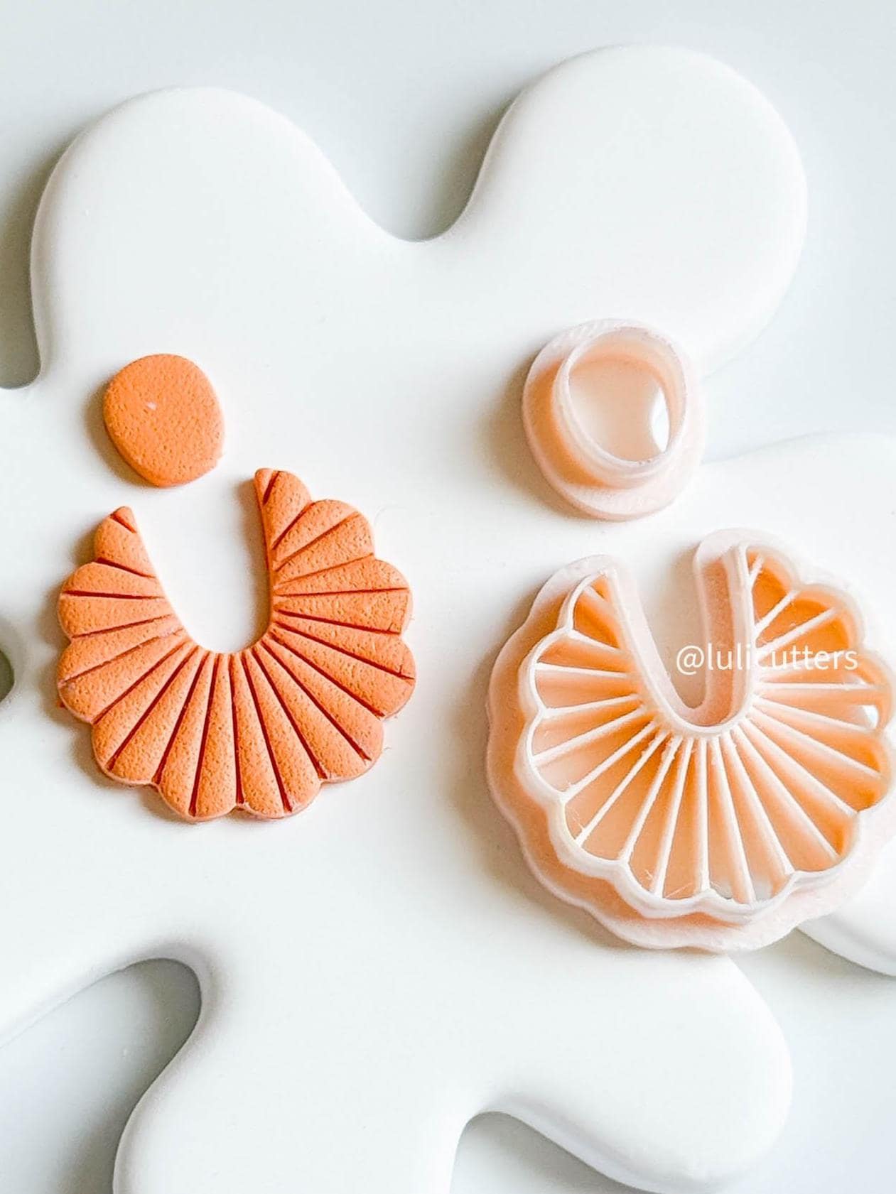 Ruffle Fan Clay Cutter Set 2-Piece Earring Cutter with Radiating Imprint