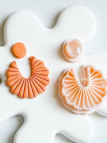 Ruffle Fan Clay Cutter Set 2-Piece Earring Cutter with Radiating Imprint