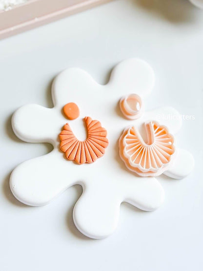 Ruffle Fan Clay Cutter Set 2-Piece Earring Cutter with Radiating Imprint