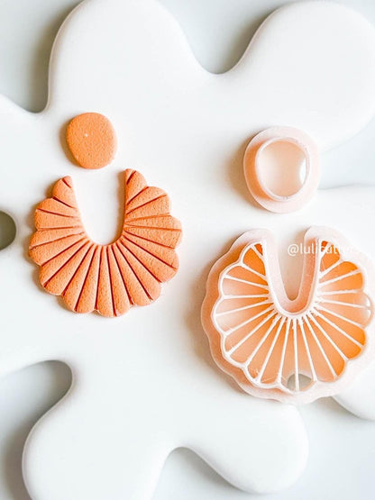 Ruffle Fan Clay Cutter Set 2-Piece Earring Cutter with Radiating Imprint