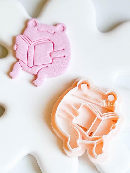 Reading Frog Cutter: Polymer Clay Imprint for Earrings & Charms