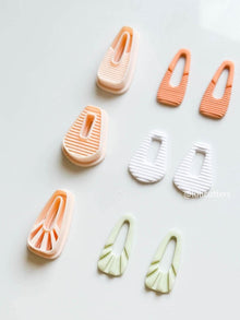 Geometric Clay Earring Cutter Set 3 Modern Styles - Ribbed Texture