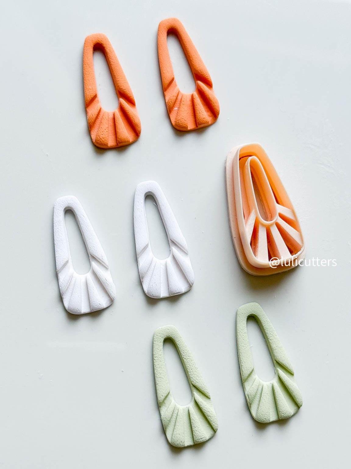 Geometric Clay Earring Cutter Set 3 Modern Styles - Ribbed Texture