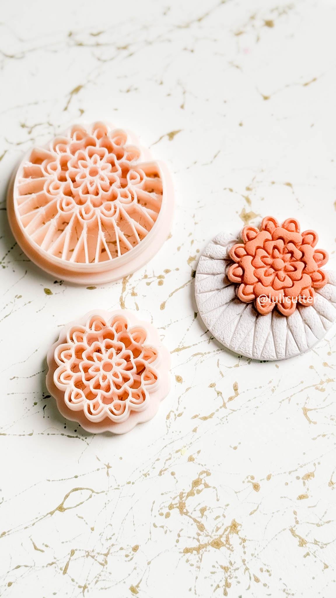 Floral Clay Earring Cutter Set Includes Base Shape + Matching Topper - 3 different options
