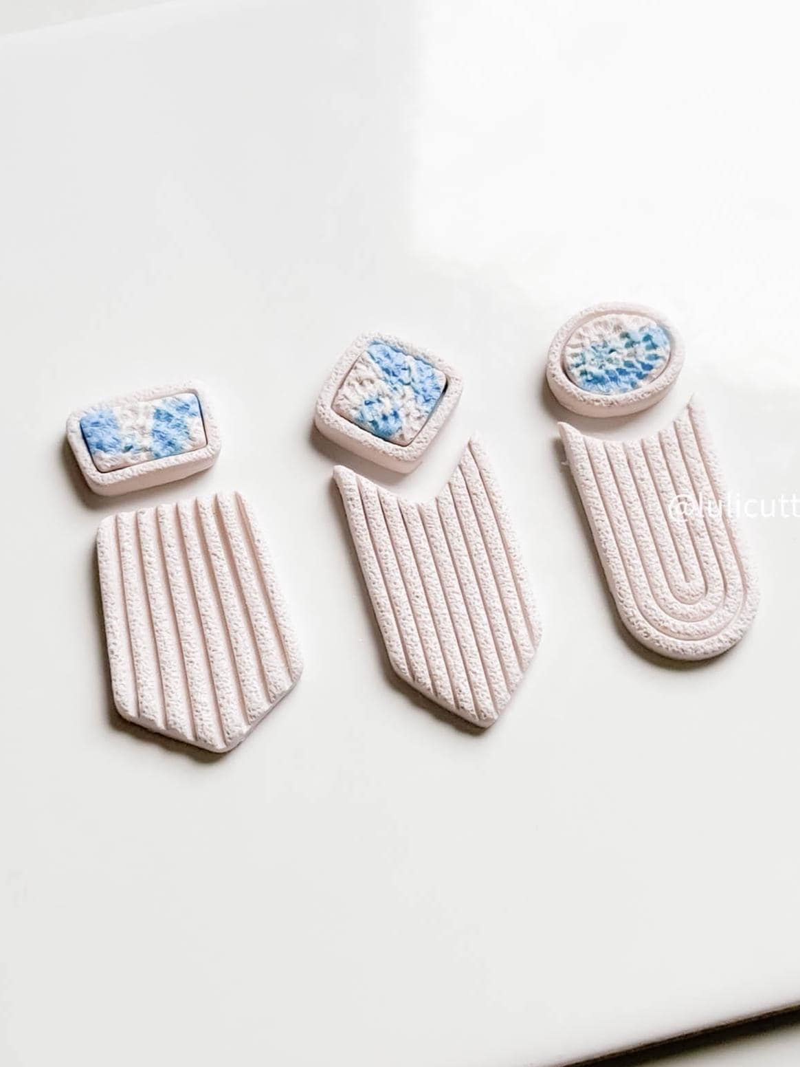 Textured Bezel Clay Earring Cutter Set Includes 3 Bold Shapes with Matching Toppers