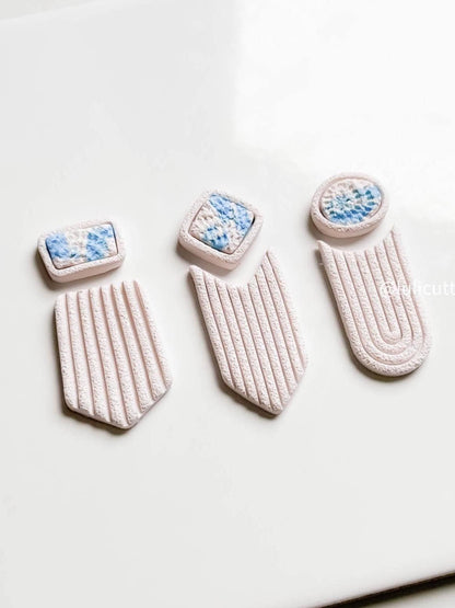 Textured Bezel Clay Earring Cutter Set Includes 3 Bold Shapes with Matching Toppers