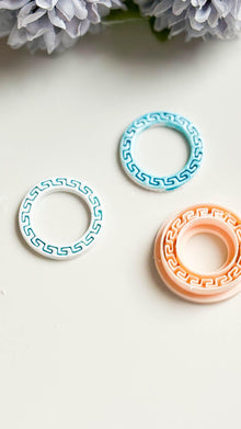 Debossed Greek Pattern Circle Cutter Available in 30, 35, 40, and 45 mm