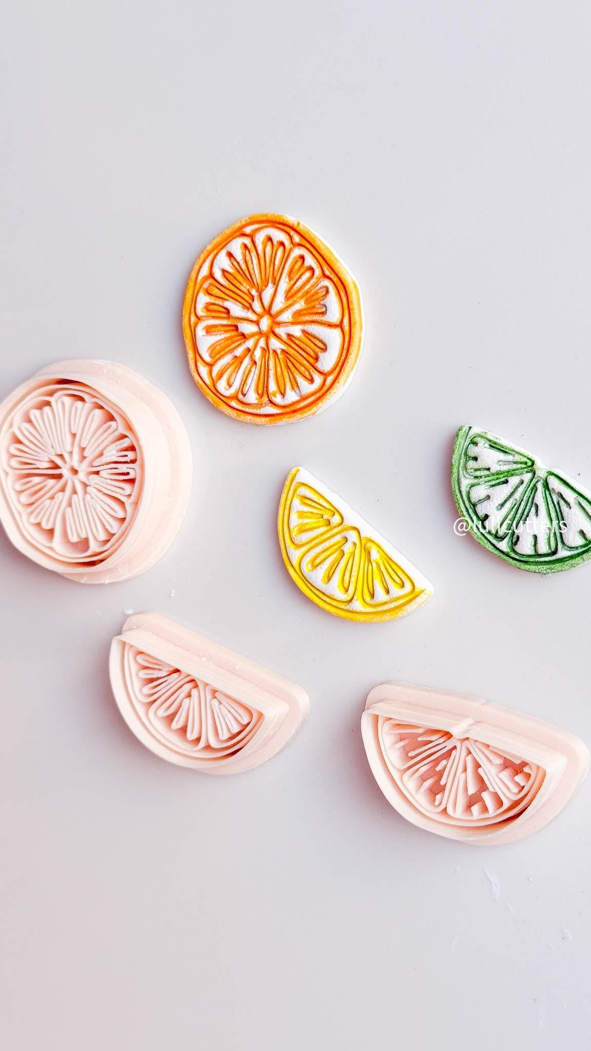 Citrus Slice Clay Cutter Set: Realistic Orange, Lemon, Lime (2545 mm)