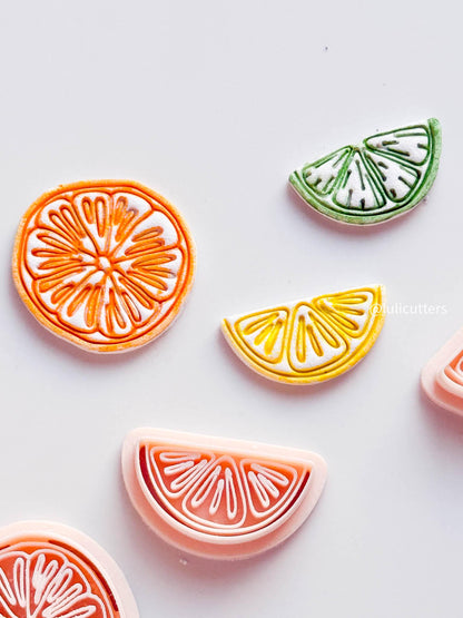 Citrus Slice Clay Cutter Set: Realistic Orange, Lemon, Lime (2545 mm)