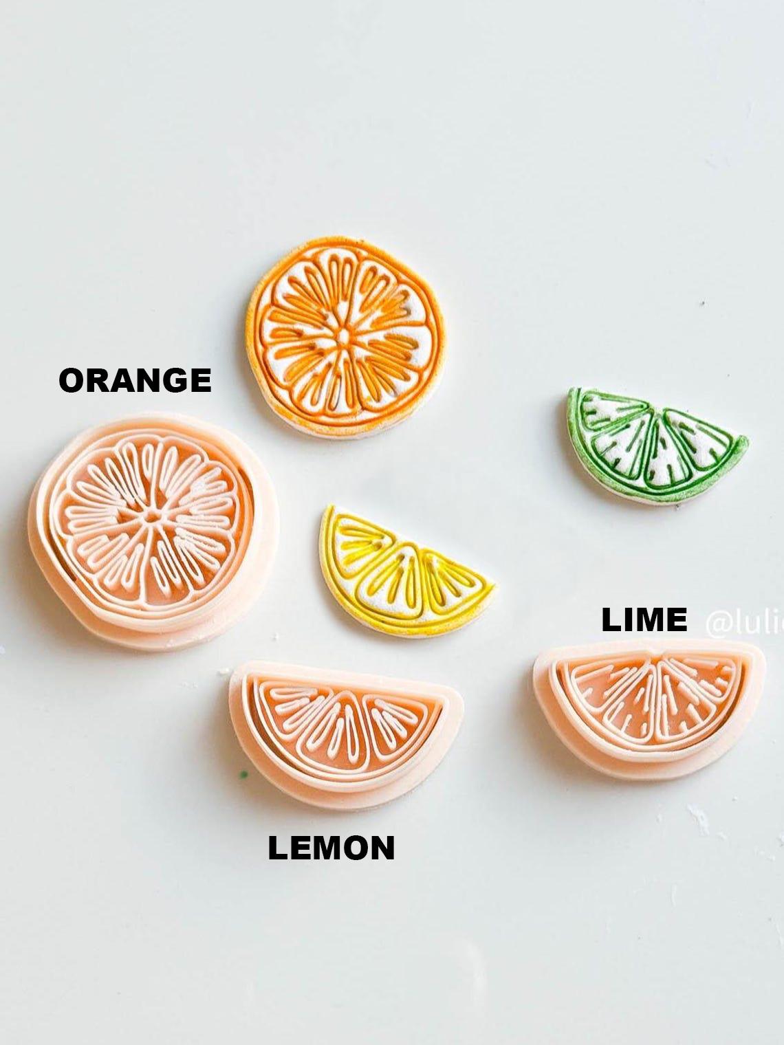 Citrus Slice Clay Cutter Set: Realistic Orange, Lemon, Lime (2545 mm)
