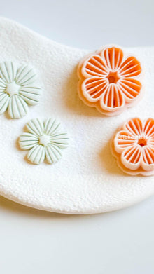 Textured Floral Clay Cutter Detailed Flower Design with Line Imprints (25mm or 30mm)