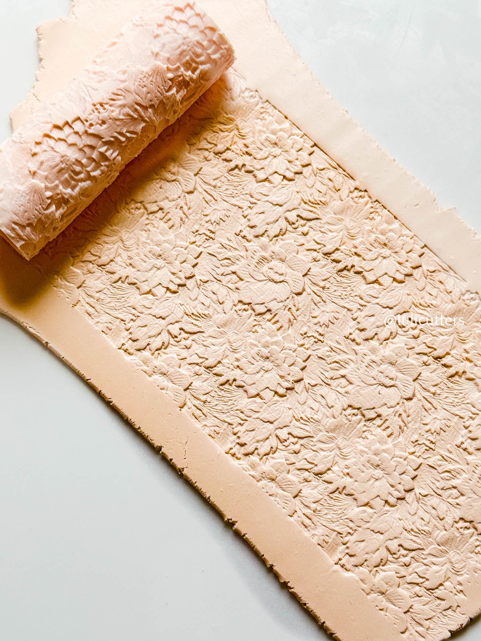 Floral Texture Roller: Polymer Clay Tool for Romantic Jewelry