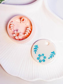Floral Imprint Clay Cutter: Mediterranean Ceramic-Look Pendant (30/35 mm)