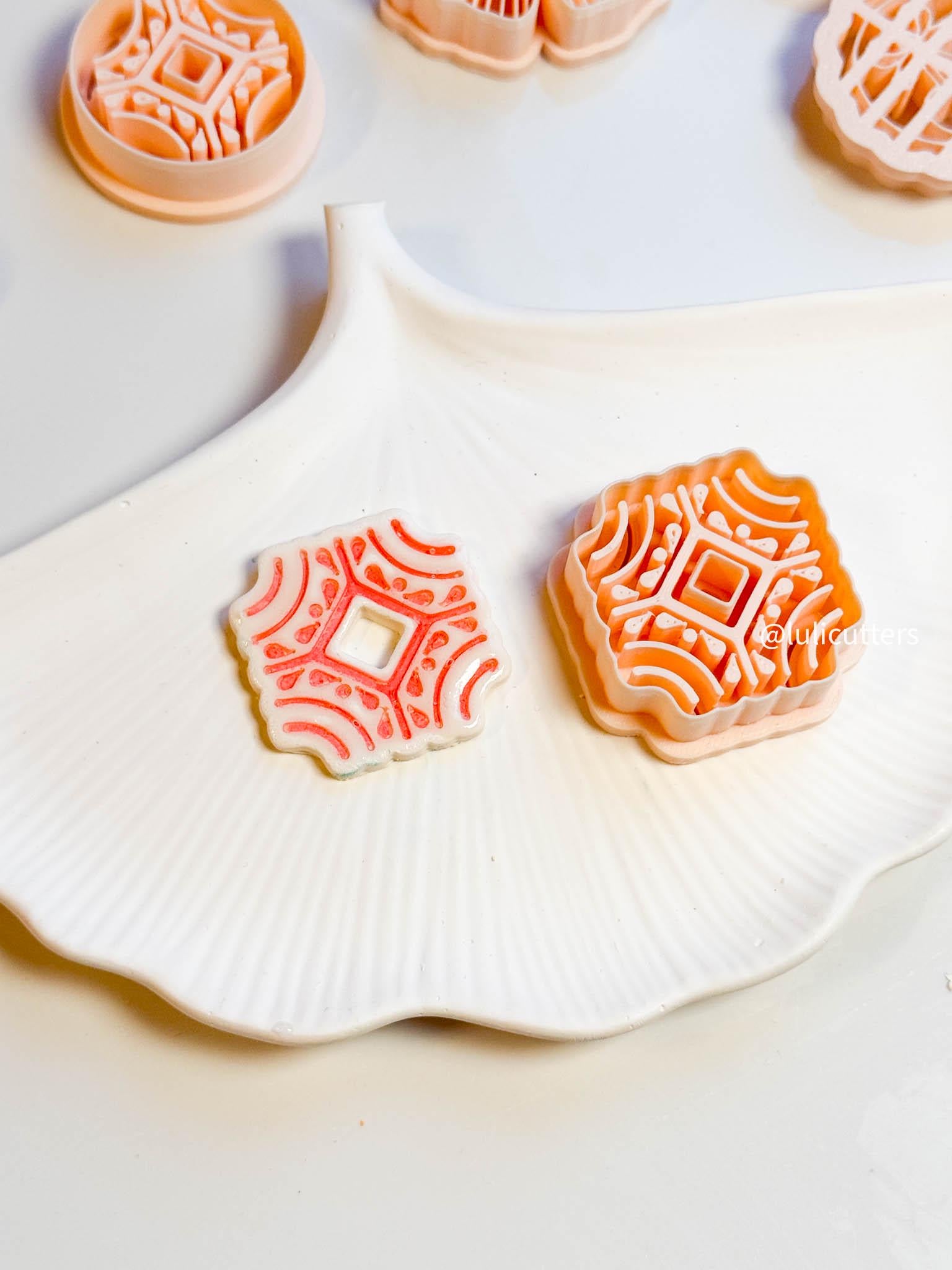 Mediterranean Tile Clay Cutter: Ceramic Imprint for Earrings & Pendants