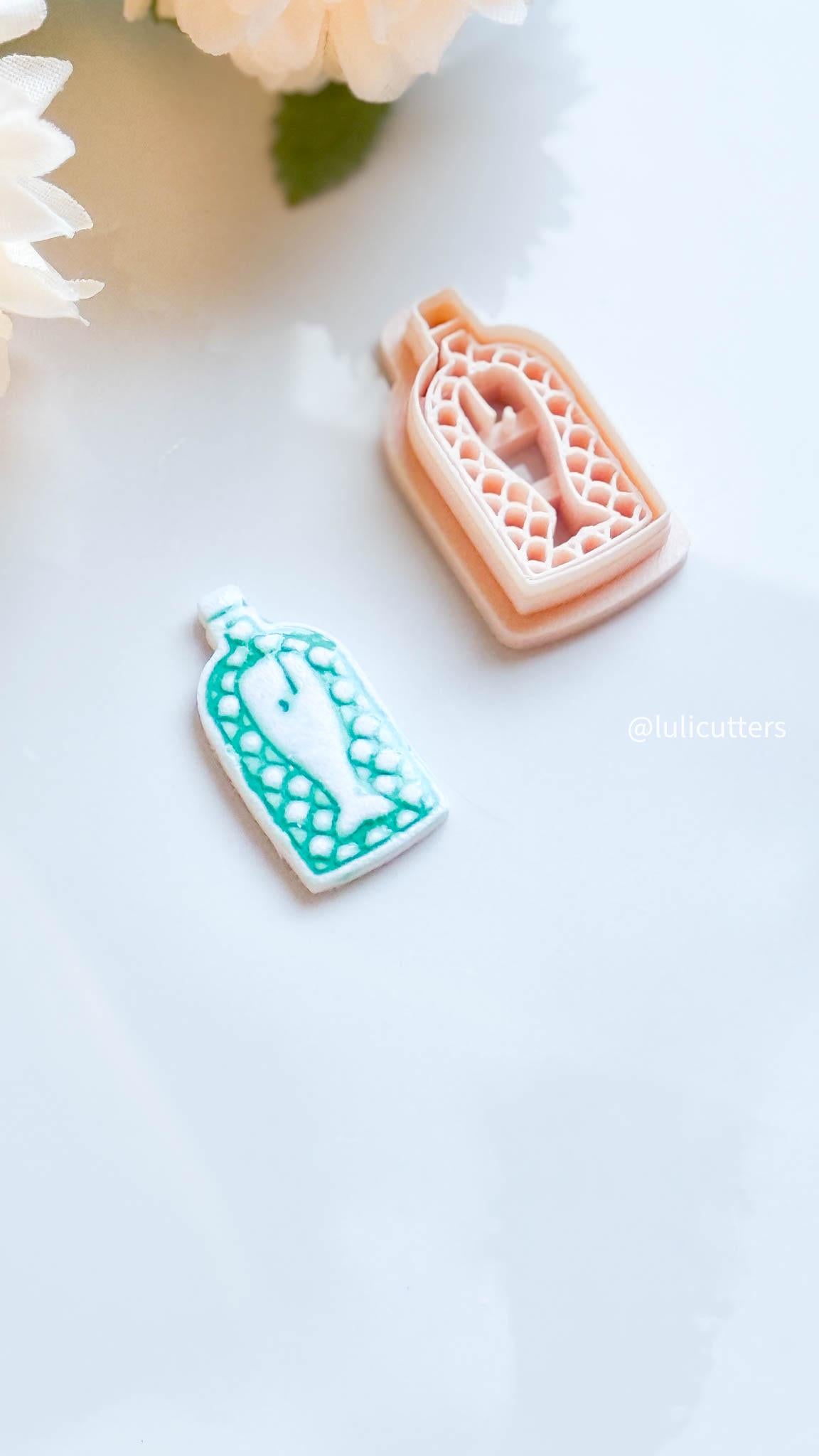 Fish in a Bottle Clay Cutter Underwater Imprint Design in 5 Sizes