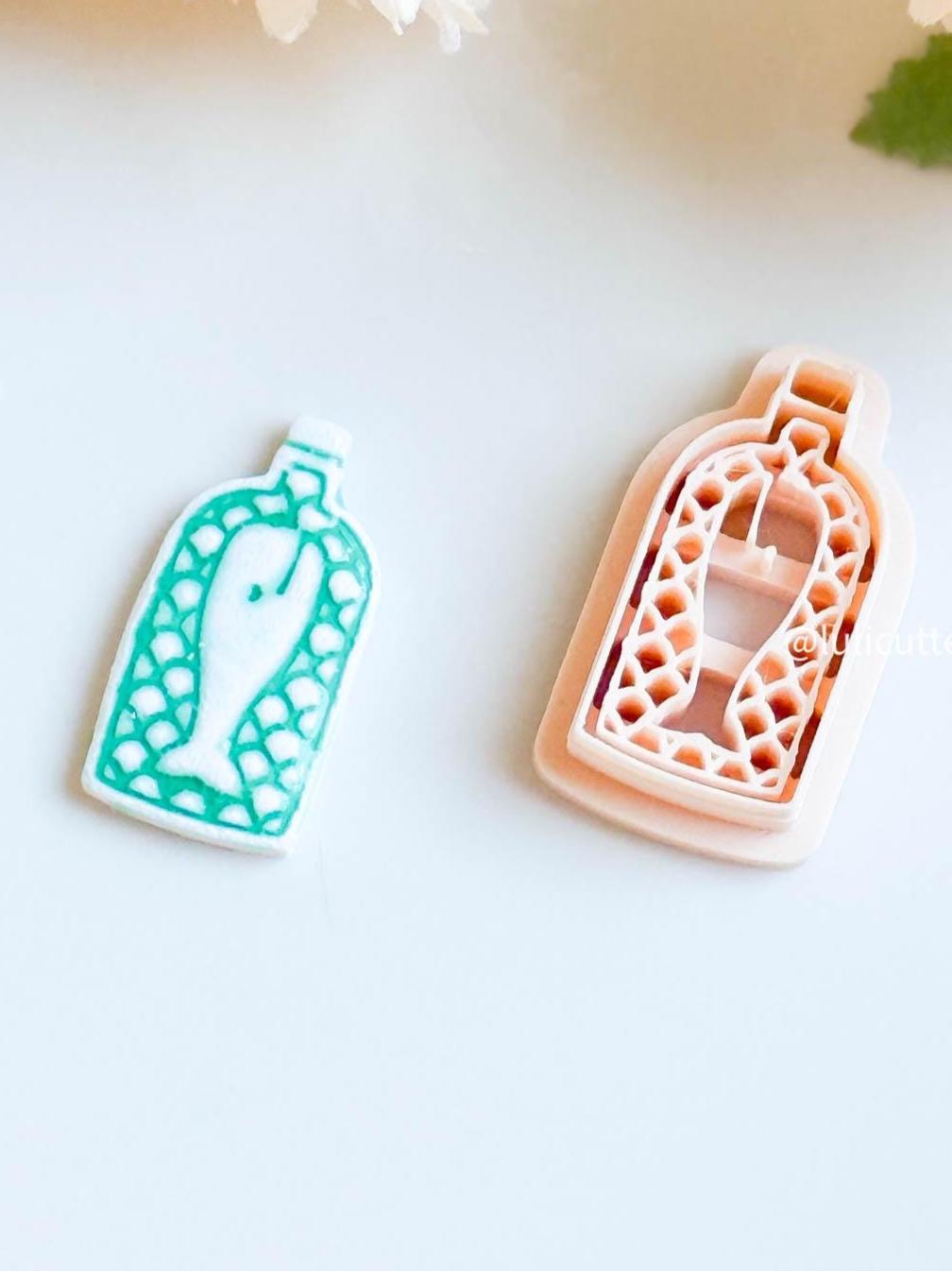 Fish in a Bottle Clay Cutter Underwater Imprint Design in 5 Sizes