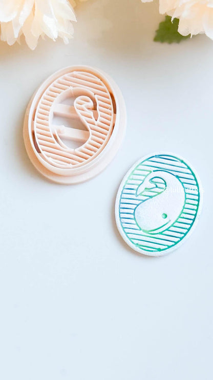 Minimal Whale Clay Cutter Modern Oval Imprint Design