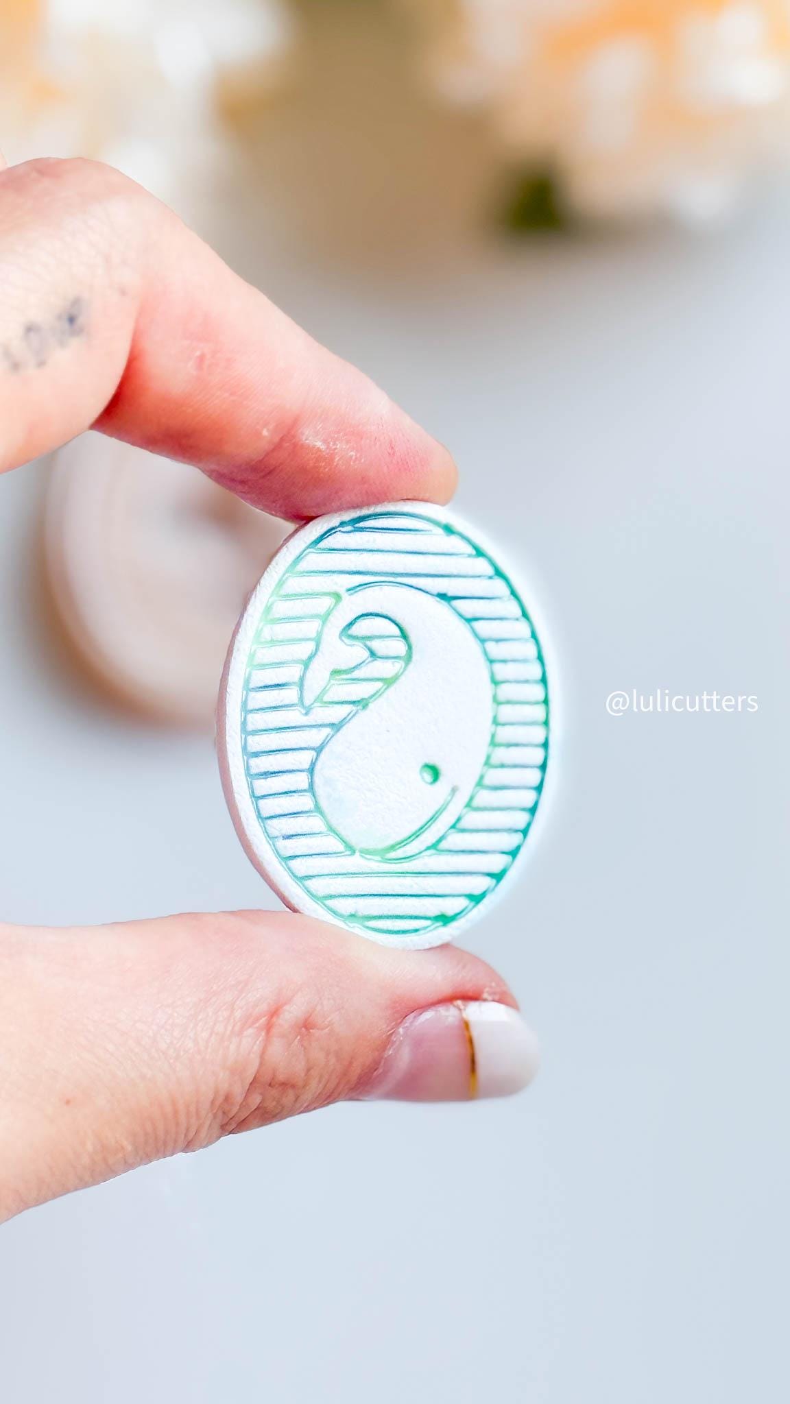 Minimal Whale Clay Cutter Modern Oval Imprint Design