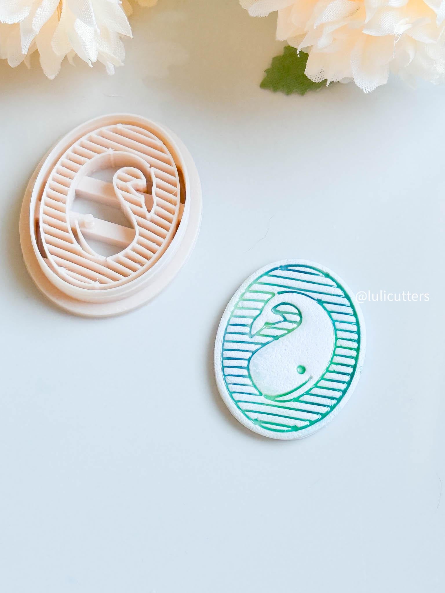 Minimal Whale Clay Cutter Modern Oval Imprint Design
