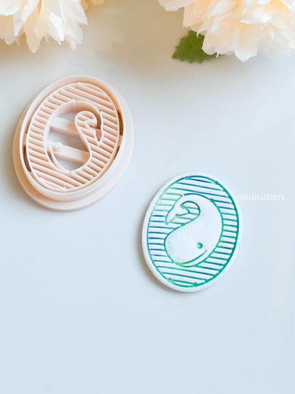 Minimal Whale Clay Cutter Modern Oval Imprint Design