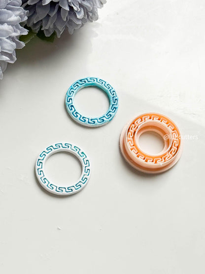 Debossed Greek Pattern Circle Cutter Available in 30, 35, 40, and 45 mm