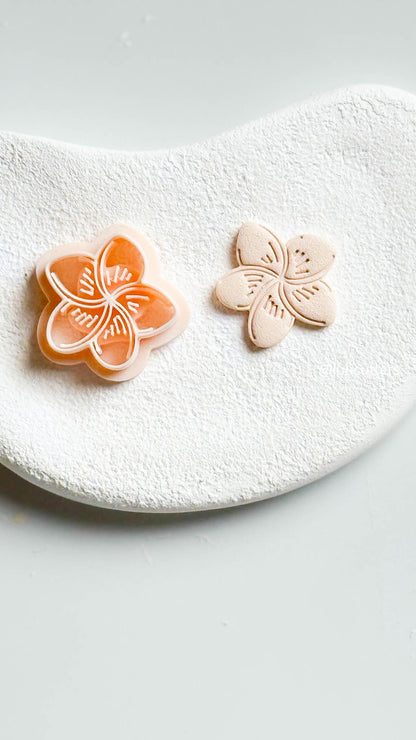 Floral Clay Cutter 5-Petal Flower Earring Cutter with Imprint Details | Available in 2545mm