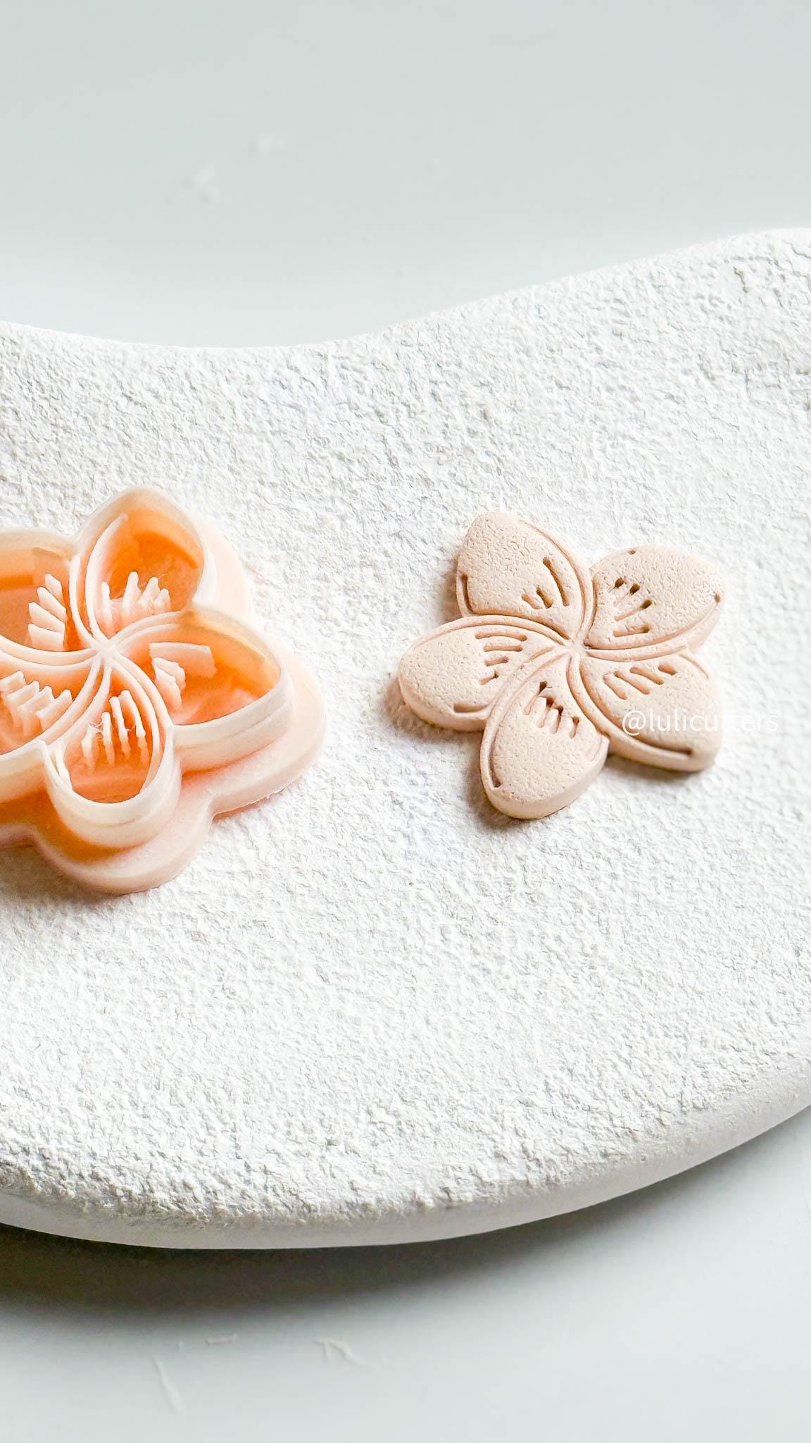 Floral Clay Cutter 5-Petal Flower Earring Cutter with Imprint Details | Available in 2545mm