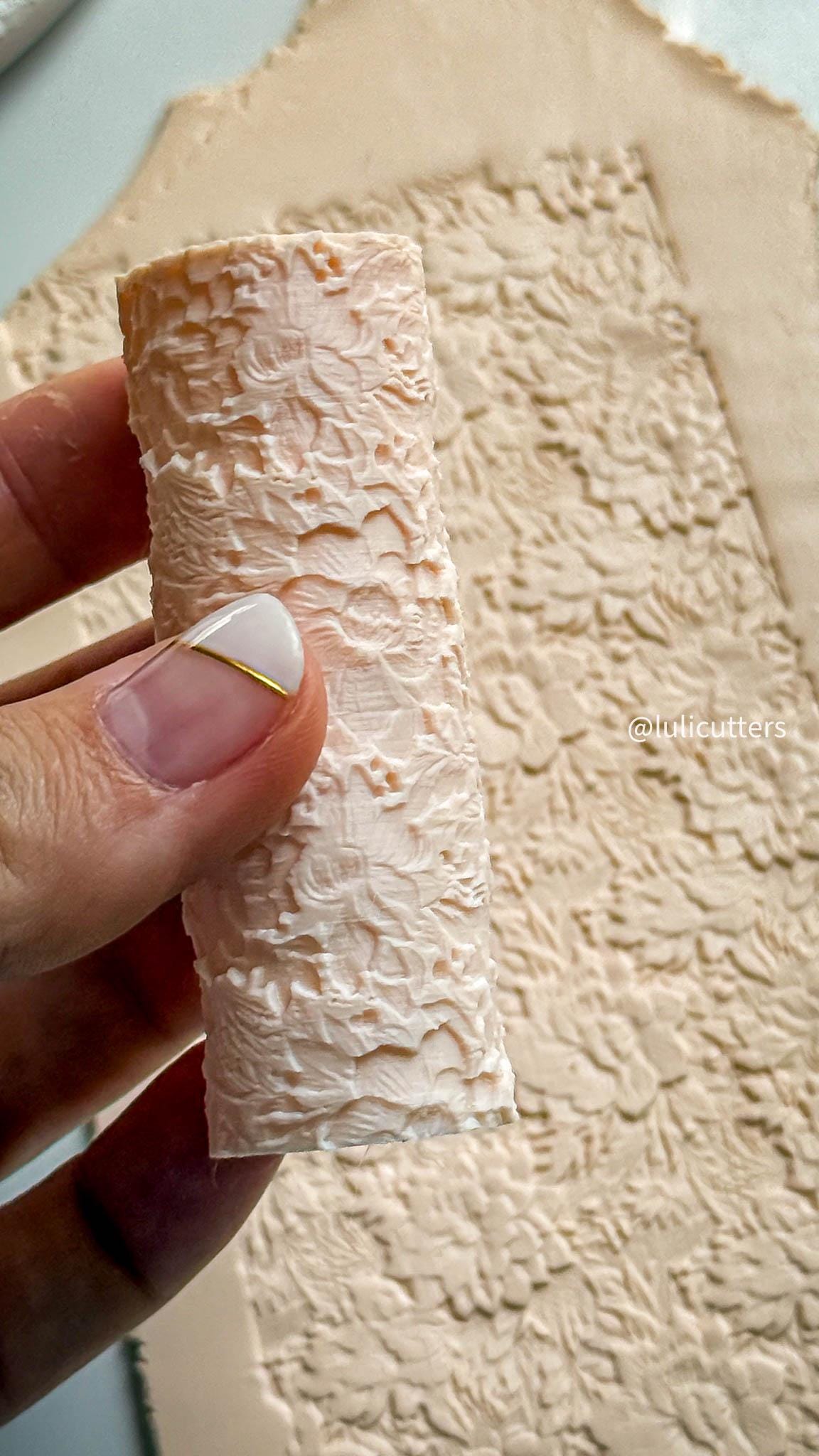 Floral Texture Roller: Polymer Clay Tool for Romantic Jewelry