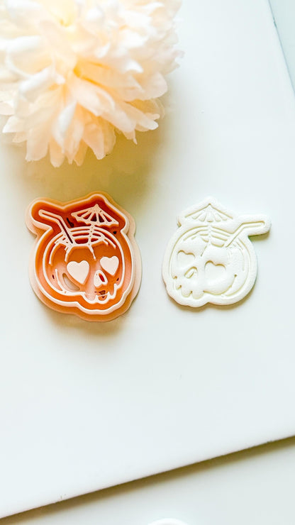 Tiki Skull Clay Cutter: Tropical Drink Polymer Clay Tool