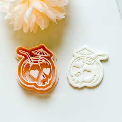 Tiki Skull Clay Cutter: Tropical Drink Polymer Clay Tool