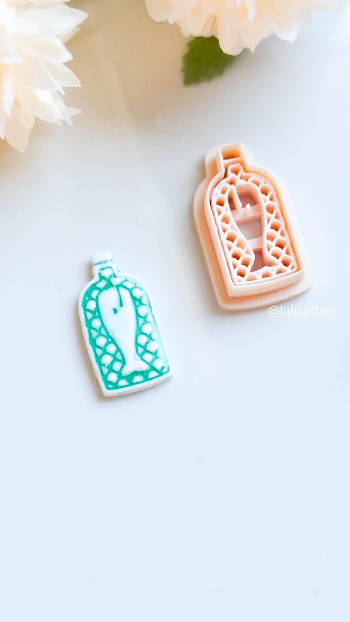 Fish in a Bottle Clay Cutter Underwater Imprint Design in 5 Sizes