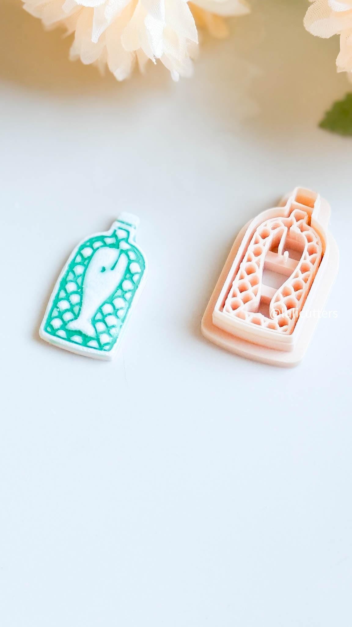 Fish in a Bottle Clay Cutter Underwater Imprint Design in 5 Sizes