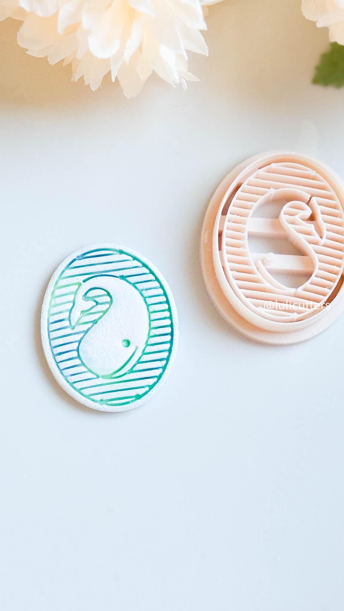 Minimal Whale Clay Cutter Modern Oval Imprint Design