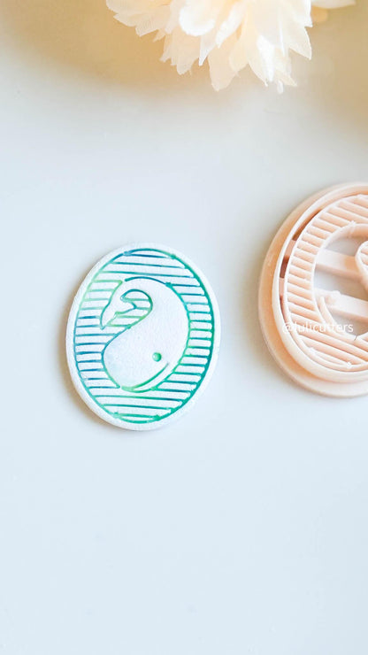 Minimal Whale Clay Cutter Modern Oval Imprint Design