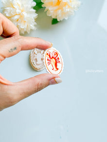 Lobster Oval Clay Cutter Scalloped Frame Imprint Design in 2545 mm (5 Sizes)